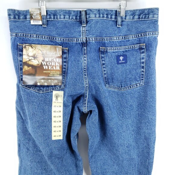 RK Brand Relaxed Fit Work Jeans Men's Sz 42x29 Medium Wash - Picture 4 of 7